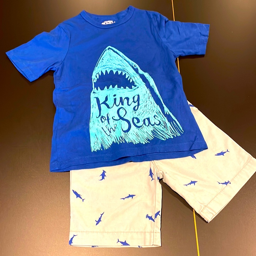 Brand New King of the Seas Tee & Matching Shark Short Size  7